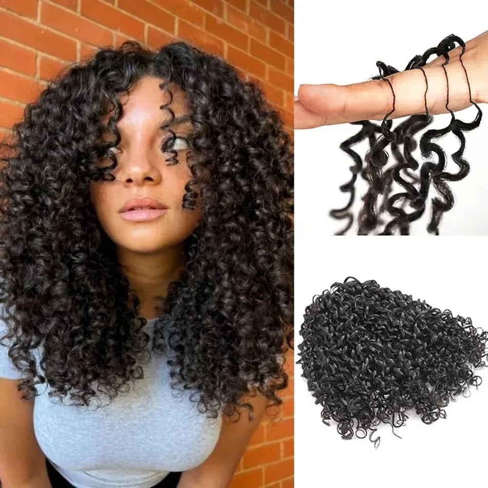 

Seamless Pixie Curls Soft Feather Crochet Braids Human Hair Extensions Knotless Pre-Separated With String Pre-Looped Spiral Curl
