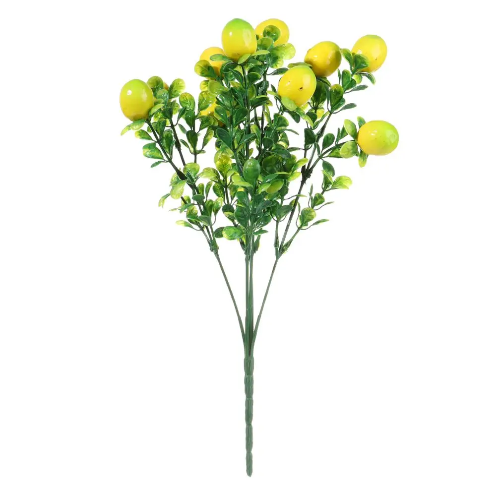 Farmhouse Bonsai Table Centerpiece Lemon Tree for Home Artificial Lemon Branch Fruit with Green Leaves