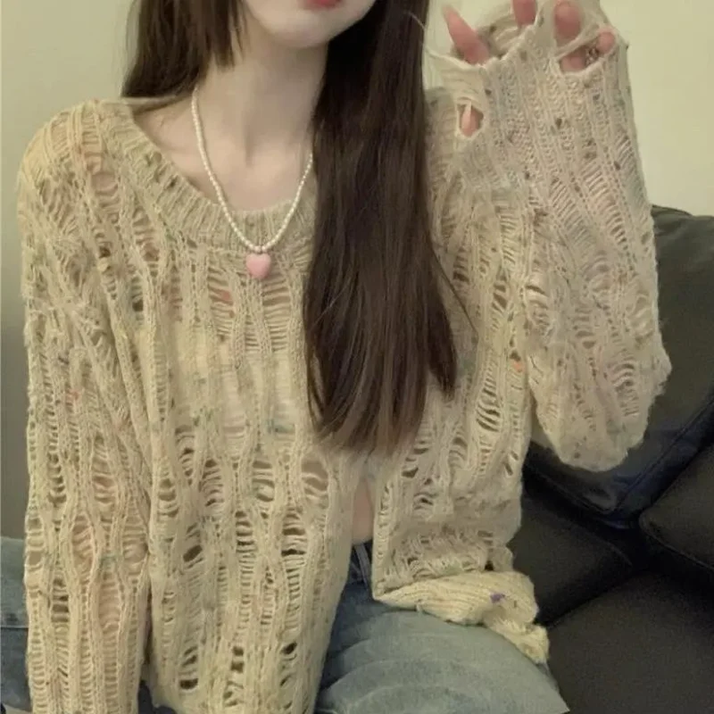 Pullovers Women Hollow Out Simple Daily Creativity All-match Autumn Fashion Elegant Vintage Korean Style Ladies Charming Cozy