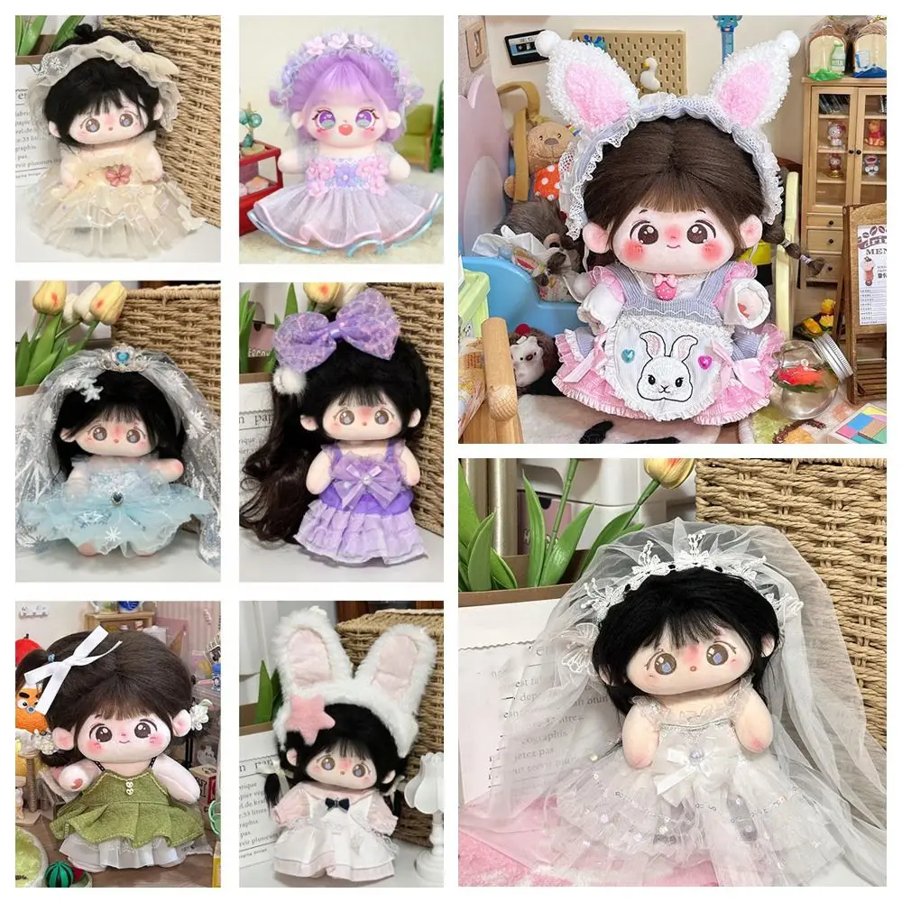 20CM Doll Clothes Multicolor Headwear Miniature Dress Suit Changing Dressing Game Lolita Maid Attire Doll Princess Dress Set