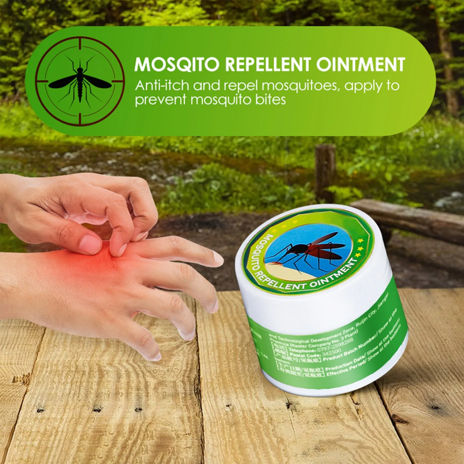 10g New Green Herb Salve Mosquito Bites & Itch Relief Salve Refreshing, Anti-Motion Sickness Available, Natural Skin Care