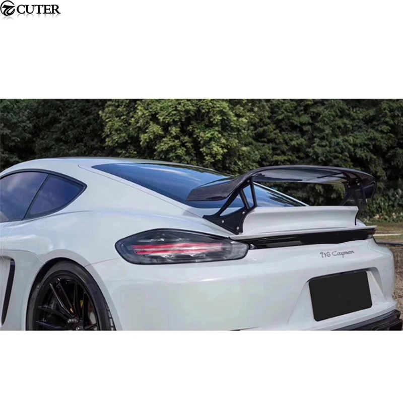 718 TC Style Carbon Fiber Rear Spoiler Frp Unpainted Rear Wing for Porsche Boxster Cayman 718 Car Styling