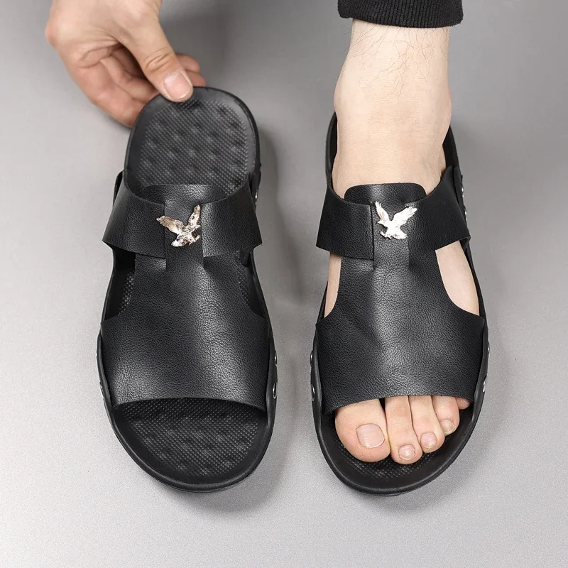 YRZL Herrenschuhe, Sommer-Hausschuhe, Herren-Innenrutschen, lässige Sandalen, leichte, atmungsaktive Strand-Hausschuhe für Herren, Sandalen – Detail 5
