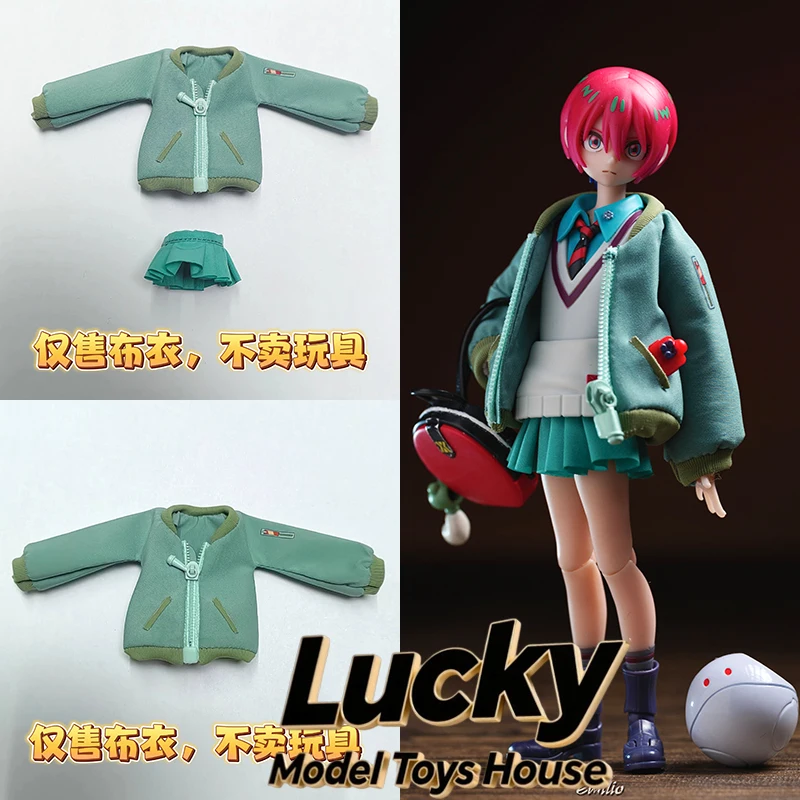 

1/12 Amate Yuzuriha Female Soldier Green Jacket Short Skirt Clothes Accessory For 6" Shf Frs Mobile Suit Girl Body Decoration