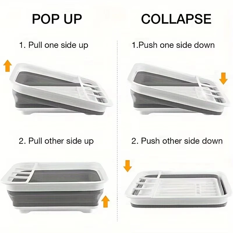 Collapsible Dish Drying Rack with Utensil Holder, RV, Camping - 1pc Plastic Dish Rack Ideal for Travel Trailers & Motorhomes - view 4