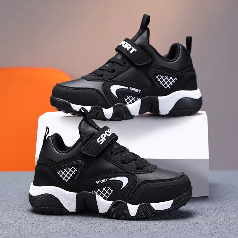 

Children Boys Running Shoes Student School Sports Shoes Fashion Leather for Kids Tennis Casual Sneakers 7-12 Years Walking Shoe