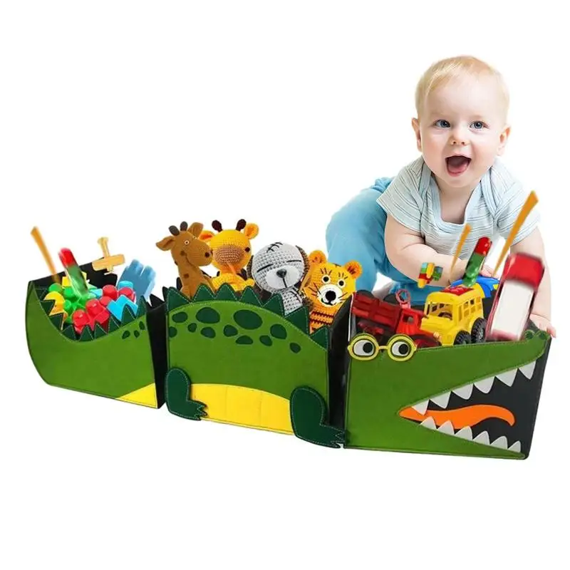 

Felt Foldable Storage Cube Bin Crocodile Pattern Collapsible Toy Organizer Boxes Portable Toy Laundry Basket Storage For Plush