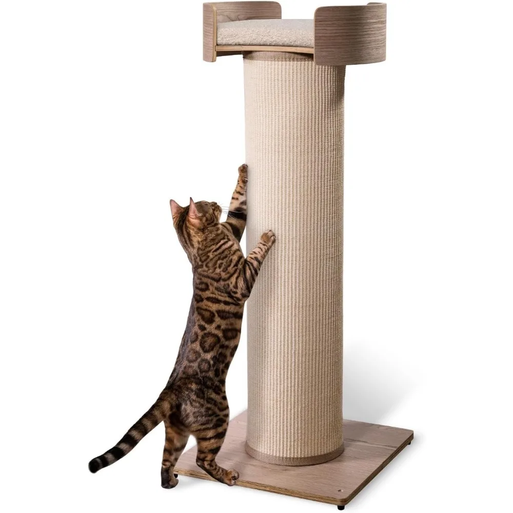 

ONE FAST CAT - Giant Scratching Tower w/Perch - 44.5" Height with Replaceable Sisal and Removable Bed - Ash