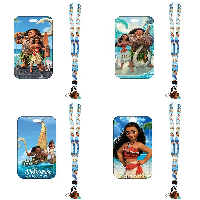 Disney Sailing Princess Moana Lanyard Anime Cartoon ID Bank Card Student ID Card Long Lanyard Keychain Necklace Birthday Gift