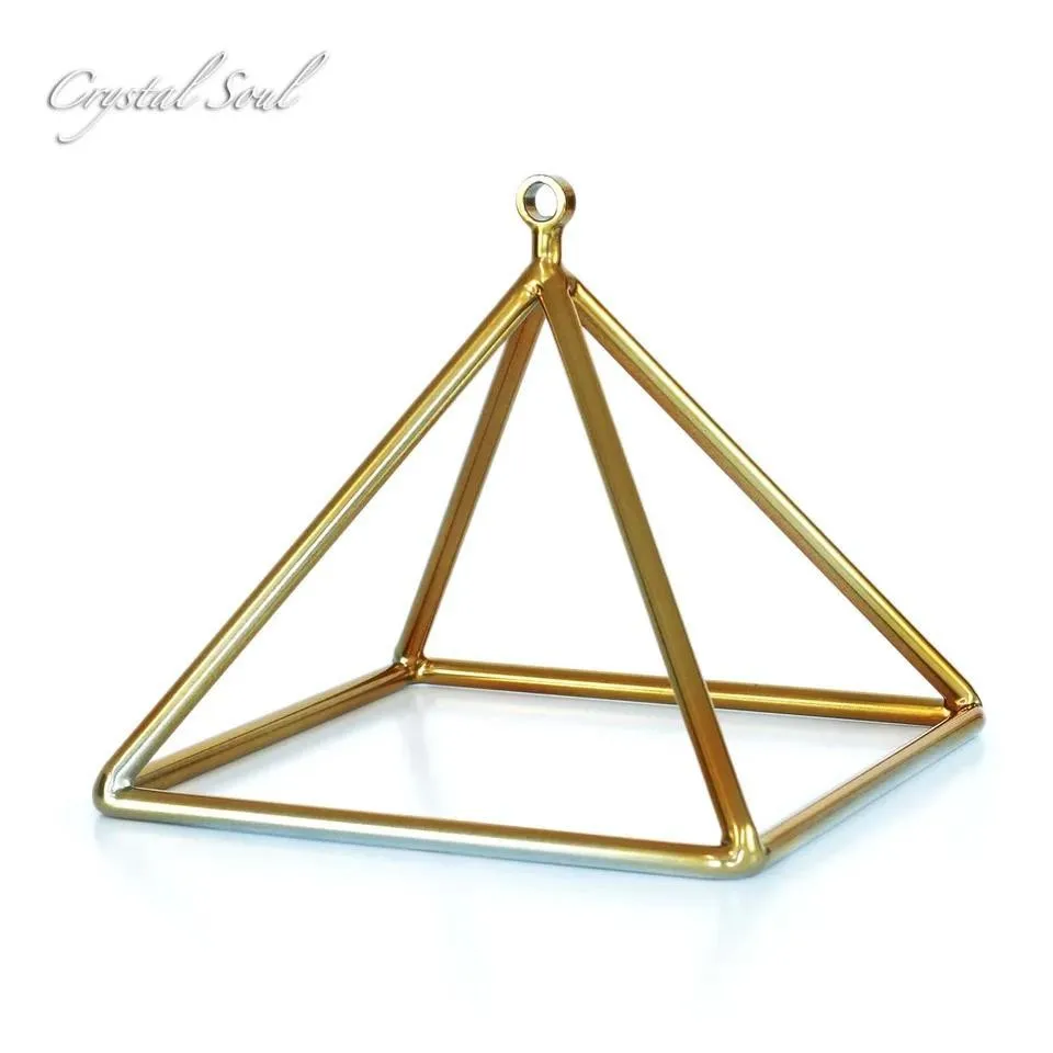 432Hz 12inch Crystal Pyramid Gold Music Triangle Stand Sound Healing Yoga Meditation Percussion Instruments with Accessorie Gift