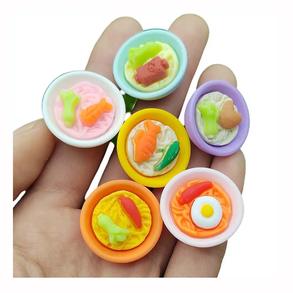 Dollhouse Miniature Chinese  Noodles Resin Flatback Cake Cabochon Kawaii DIY Simulation Food Resin Craft Decoration