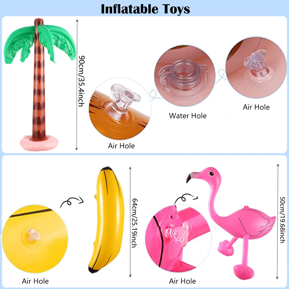 Inflatable Palm Tree Flamingo Beach Ball Cactus Swimming Pool Toy Hawaii Flamingo Hot Air Balloon Birthday Wedding Beach Party