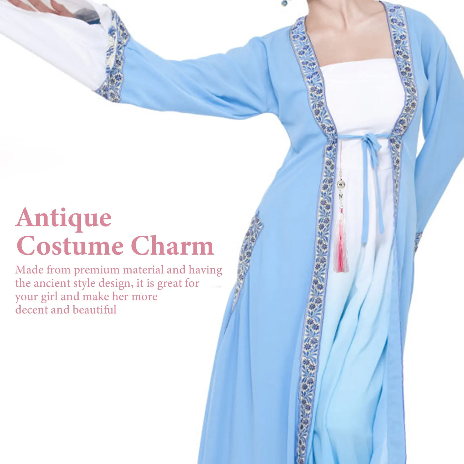 2 قطعة قلادة شرابة الصينية الرجعية جرس حلية للمنزل ديكور حقيبة السيارة الملابس تأثيري الخصر مجوهرات معلقة سحر #2