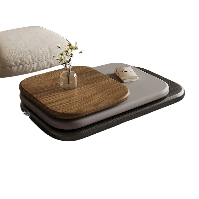 

Modern villa living room furniture creative irregular oval rotating wooden coffee table