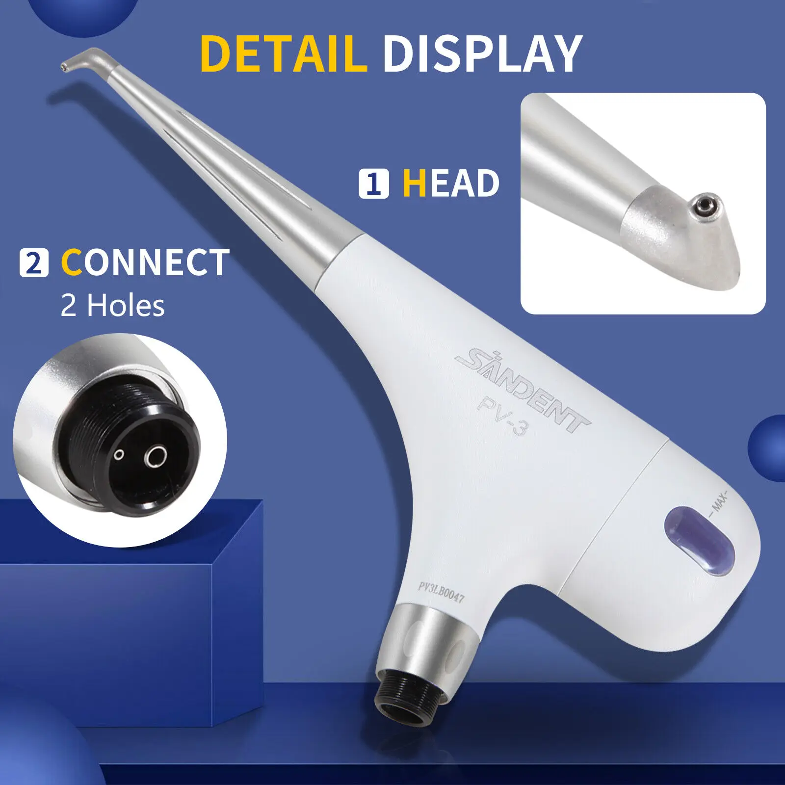 4/2 Hole Dental Air Prophy Flow Teeth Polishing Polisher Handpiece Hygiene Jet Metal Head black/white color Dental Equipment