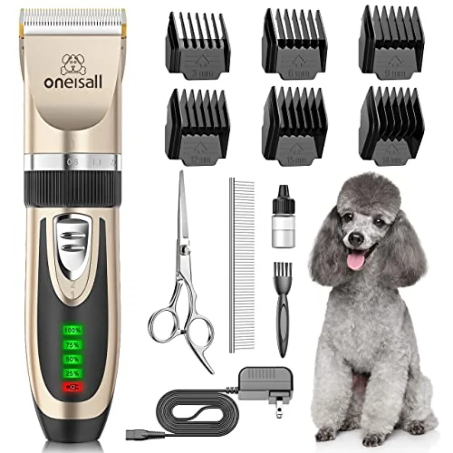 

Dog Clippers Low Noise 2-Speed Quiet Dog Grooming Kit Rechargeable Cordless Pet Hair Clipper Trimmer Shaver for Small and Large