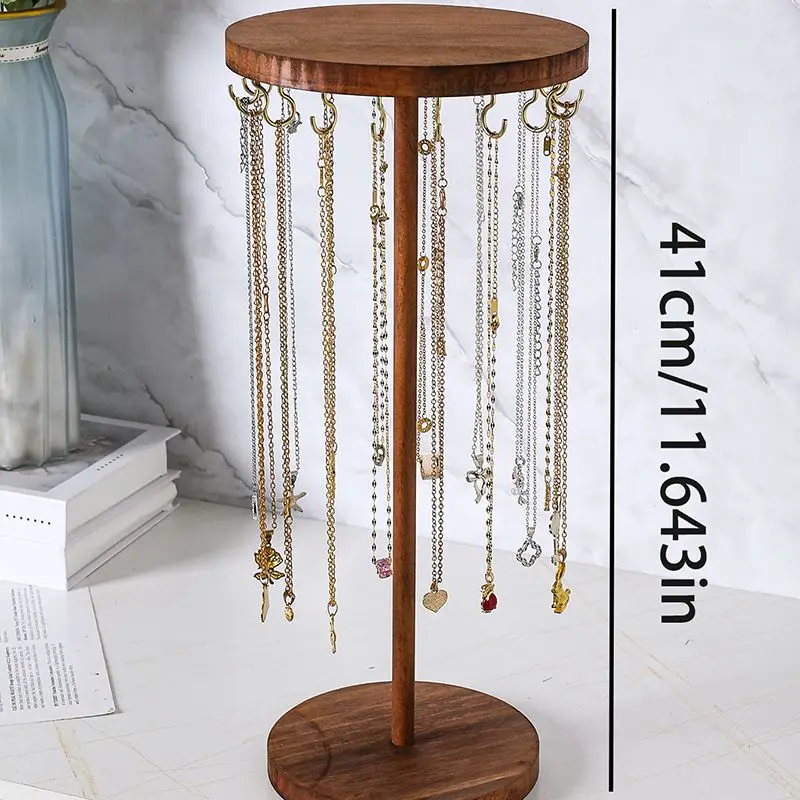 Solid Wood Jewelry Organizer Display Holder Necklace Earrings Bracelets Display Stand Desktop Jewelry Storage Rack