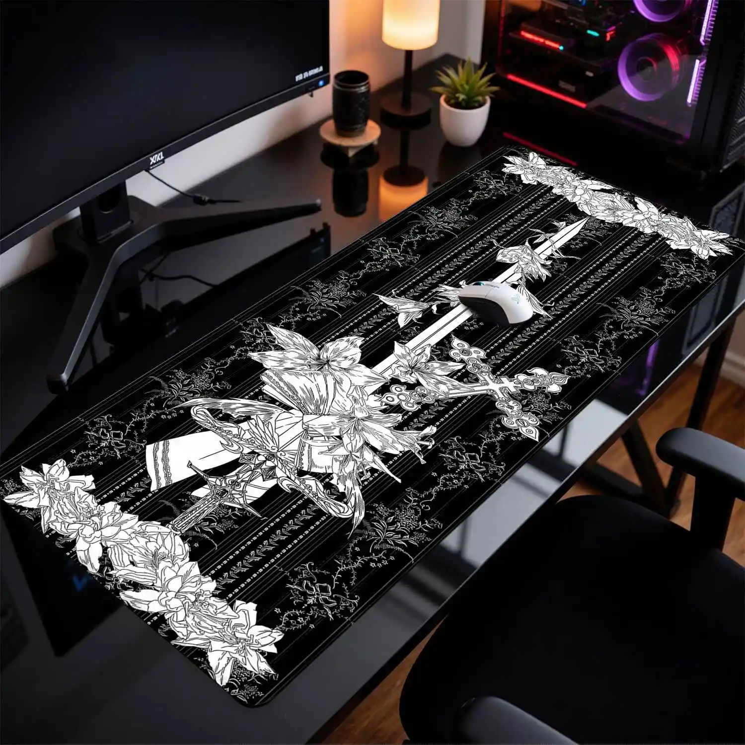 Divine Realm Gothic Building Mouse Pad Extra Large Dark Black Pad E-sports Games Keyboard Pad Computer Rubber Anti Slip Desk Mat view 3