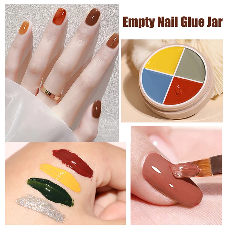 Pot vide de Gel pour tapotements d'ongles, 3/4 grilles, support de vernis peint à paillettes, boîte d'emballage de manucure, organisateur de colle UV en plastique