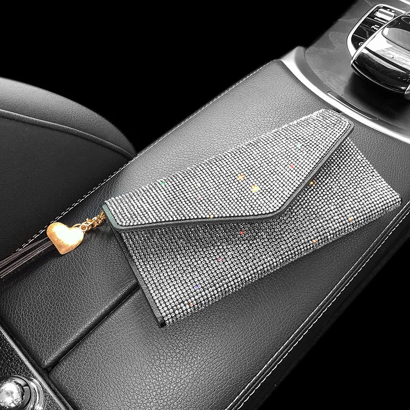 Bling Crystal Fashion Purse Leather Wallet Women Card Holders Multifunctional Pretty Desinger Square Hand Bags Ladies Wallets