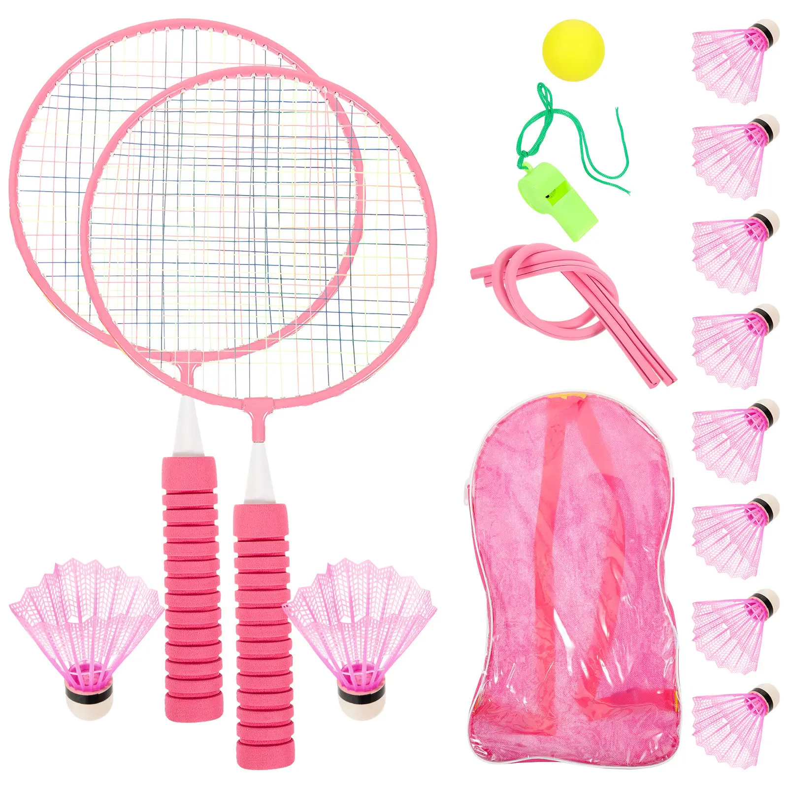 1Set Badminton Rackets Nylon Aluminum Alloy Beginners Plaything Set Teens Sports Exercise Tennis Badminton Kit Portable Game