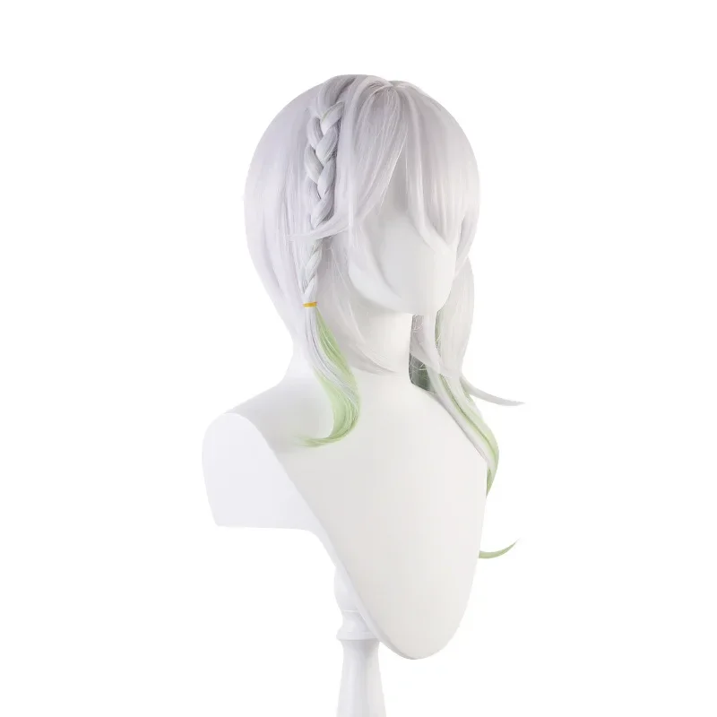 Sumeru Dendro God Nahida Cosplay Wig Fiber synthetic wig Genshin Impact Silvery-white with gradient grass green ponytail hair