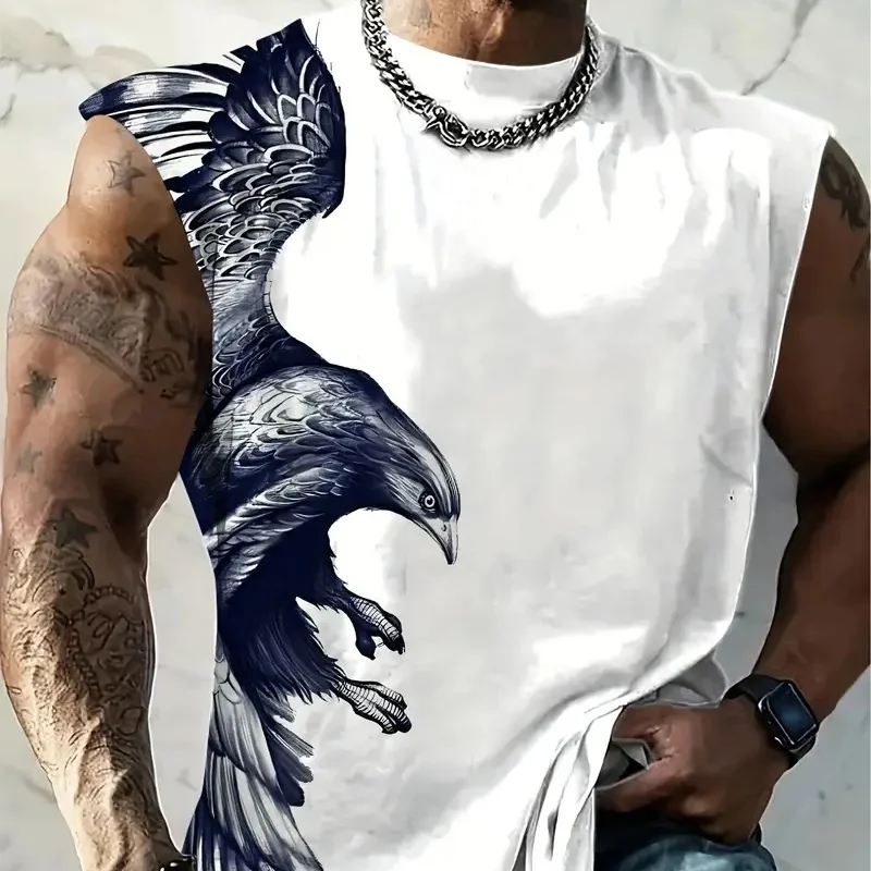 

Men's Summer 3D Pattern Bodybuilding Sports Fitness Vest Sleeveless Shirt Casual Sleeveless