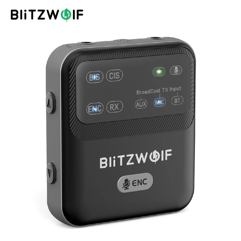 

BlitzWolf BW-LE523 Аудиоадаптер 2 в 1 Bluetooth V6.0 Приемник-передатчик Конструкция с клипсой AAC LC3 ENC Адаптер беспроводного вещания