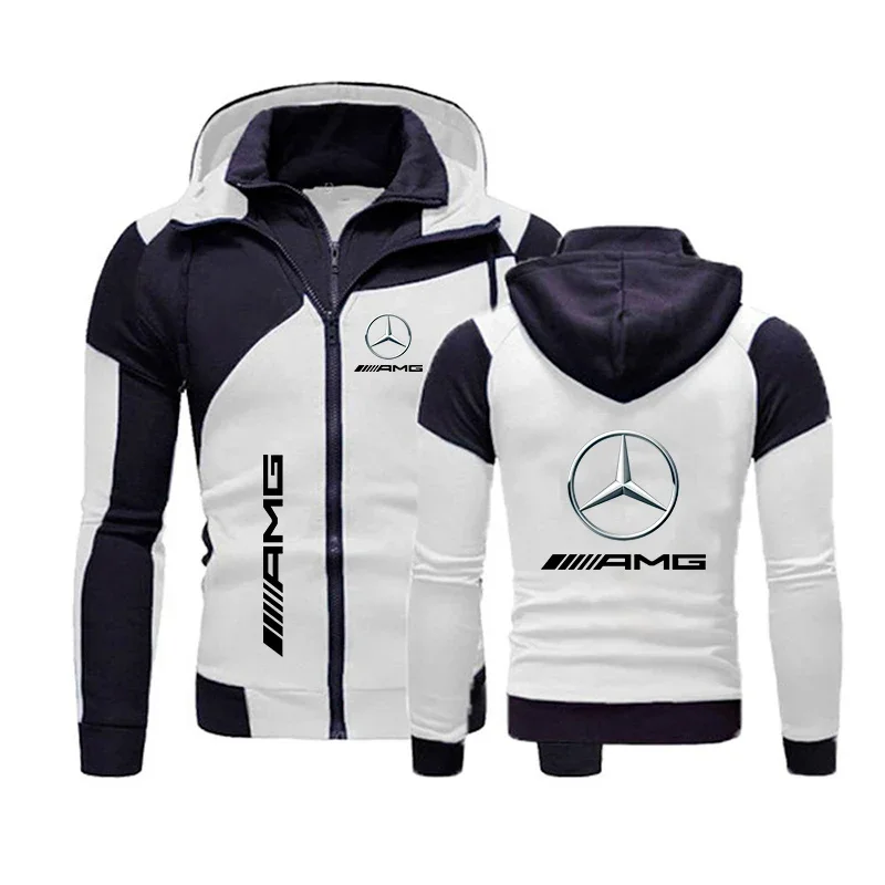 Men\'s Autumn Jackets Hoodie Mercedes-Benz Logo Hooded Sweatshirt Trendy Thicken Pullover Benz Racing Jacket Fleeced Clothing