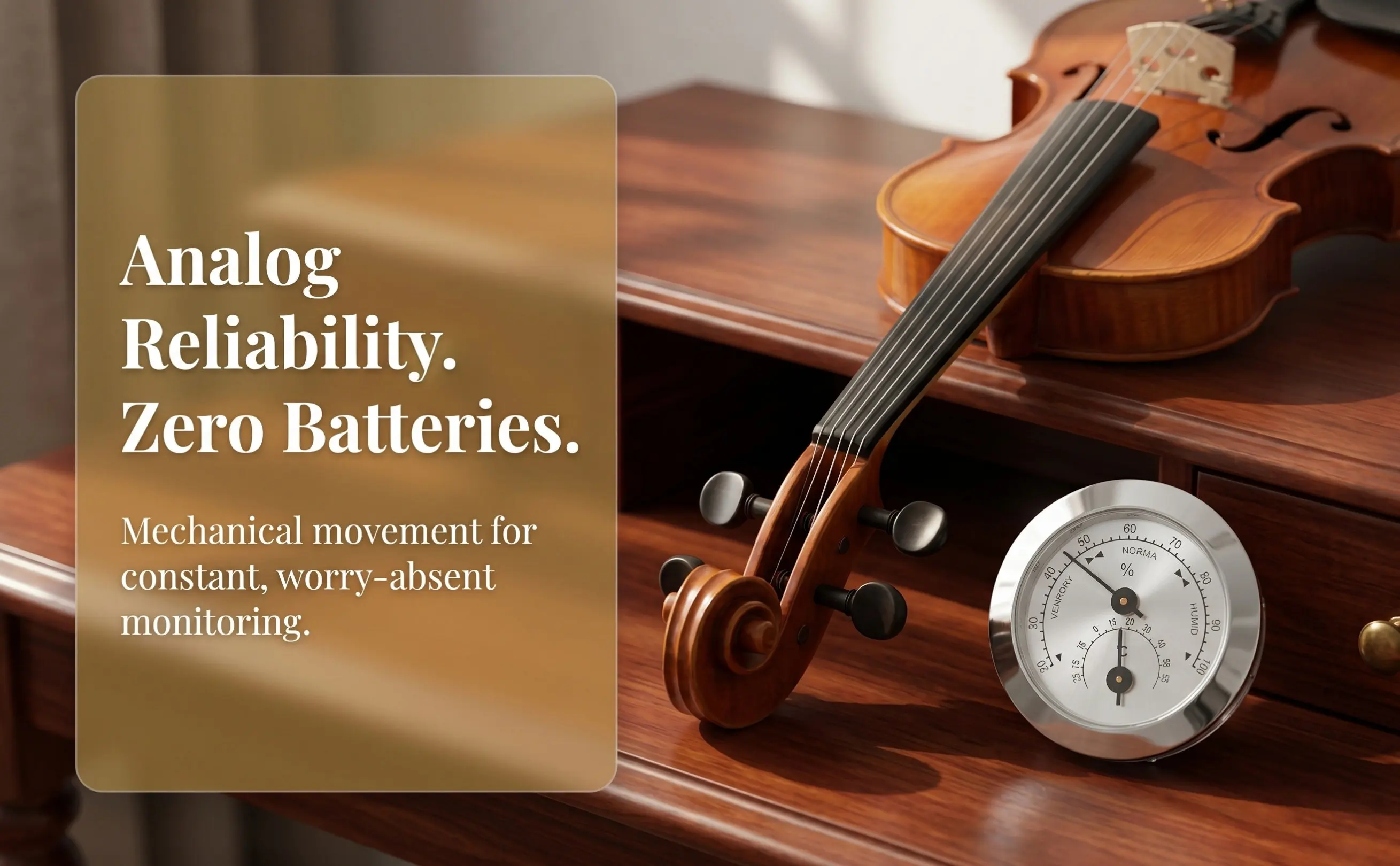 Violin Hygrometer ABS Zinc Alloy Fine Craftsmanship Temperature Humidity Meter Violin Guitar Instrument Care Guitar Hygrometer