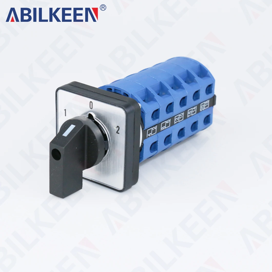 

ABILKEEN 440V 20A Load Universal Changeover Switch 1-0-2 Three Position Rotary Knob CAM Switch 5 Section 20Pin Terminal