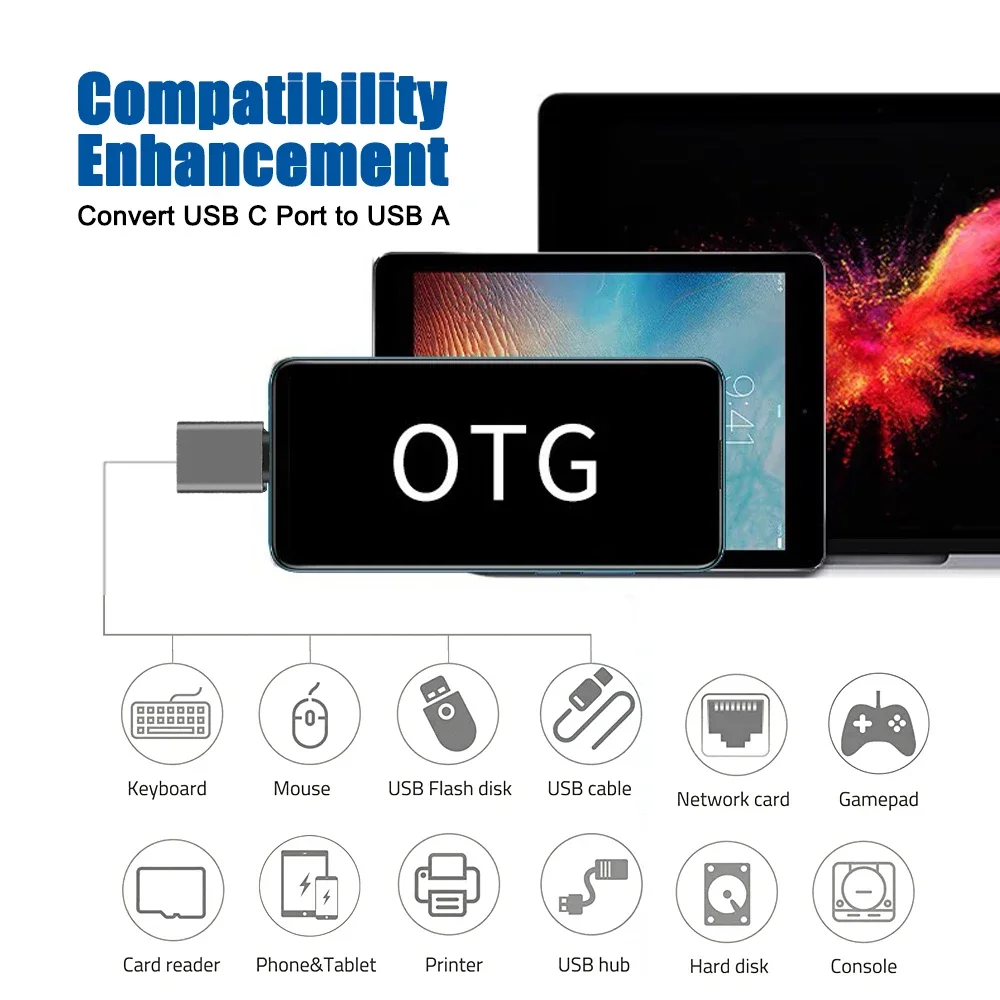 10Gbps USB 3.2 OTG Converter Type C Male to USB A Female Charging Data Adapter for Macbook Air Pro Air Huawei Xiaomi Samsung