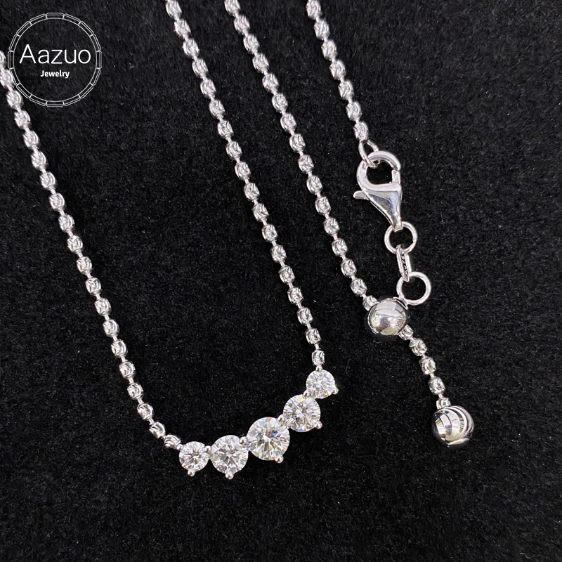 Aazuo High Quality jewerly 18 Karat Gold Real Diamonds Luxury Smile Shape Necklace Gife For Woman Senior Party Charm Jewelry