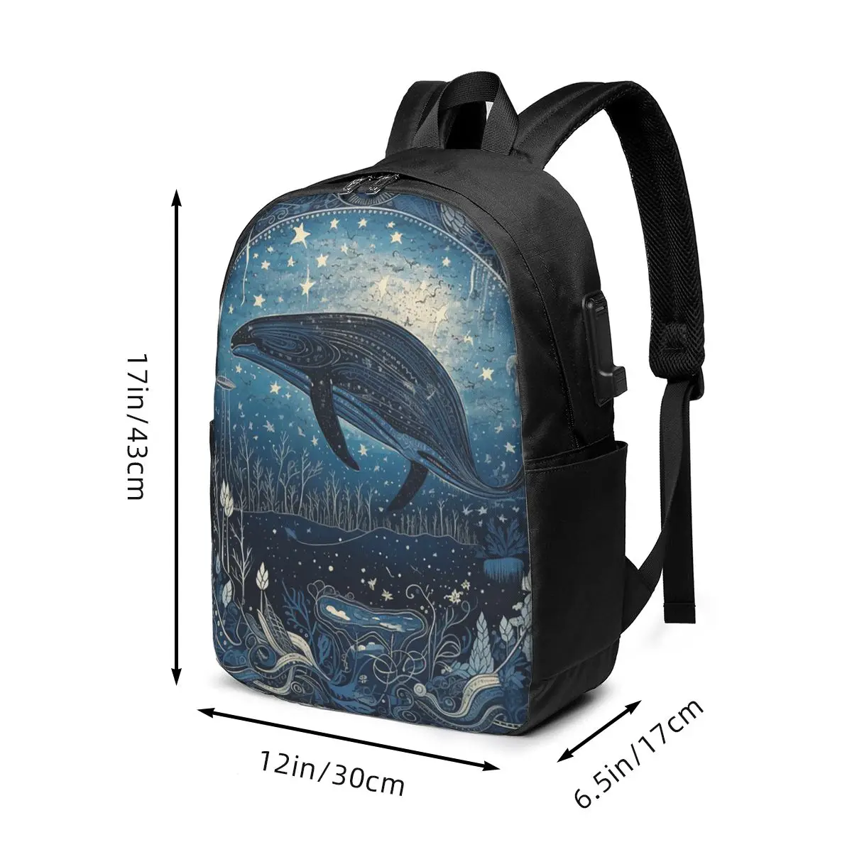 Deep Sea Luminous Starry Sky And Whale Backpack Travel Notebook Bag Computer College Student School Bag Laptop Shoulder Bags