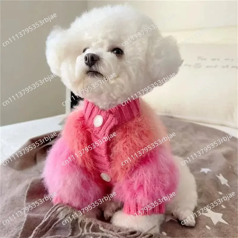 Warm Knit Dog Sweater Winter Clothing for Small Dogs Teddy Bichon Pomeranian Puppy