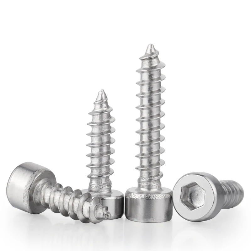 304 Stainless Steel/ Black Carbon Steel Hex Hexagon Socket Cap Head Self Tapping Screw Allen Head Screw M2 M2.6 M3 M3.5 M4 M5
