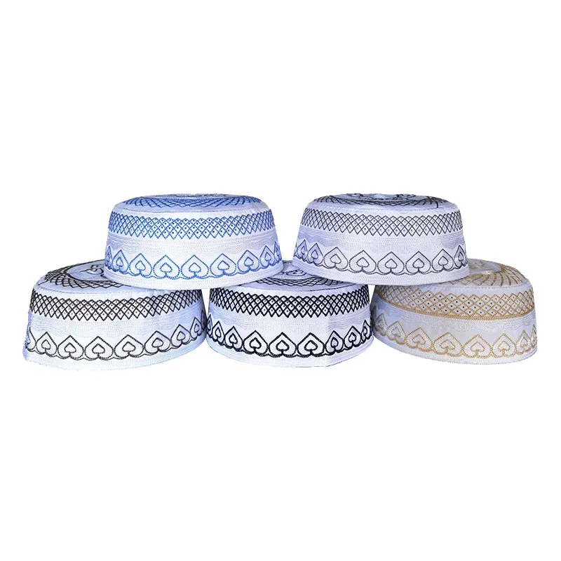 New Muslim Men Prayer Hats Cotton Embroidery Leisure Saudi Arabia Islamic Ramadan Yarmulke Jewish Cap Kipa Judio Man