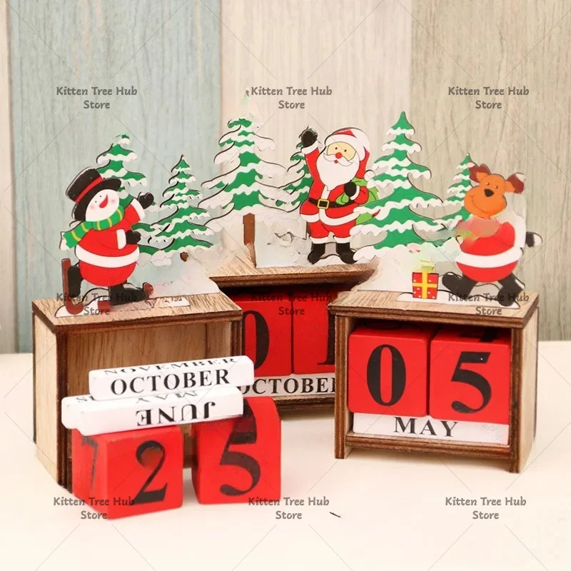 New Christmas Ornaments Wooden Creative Calendar Table Home Decoration Ornaments Calendar DIY Gifts