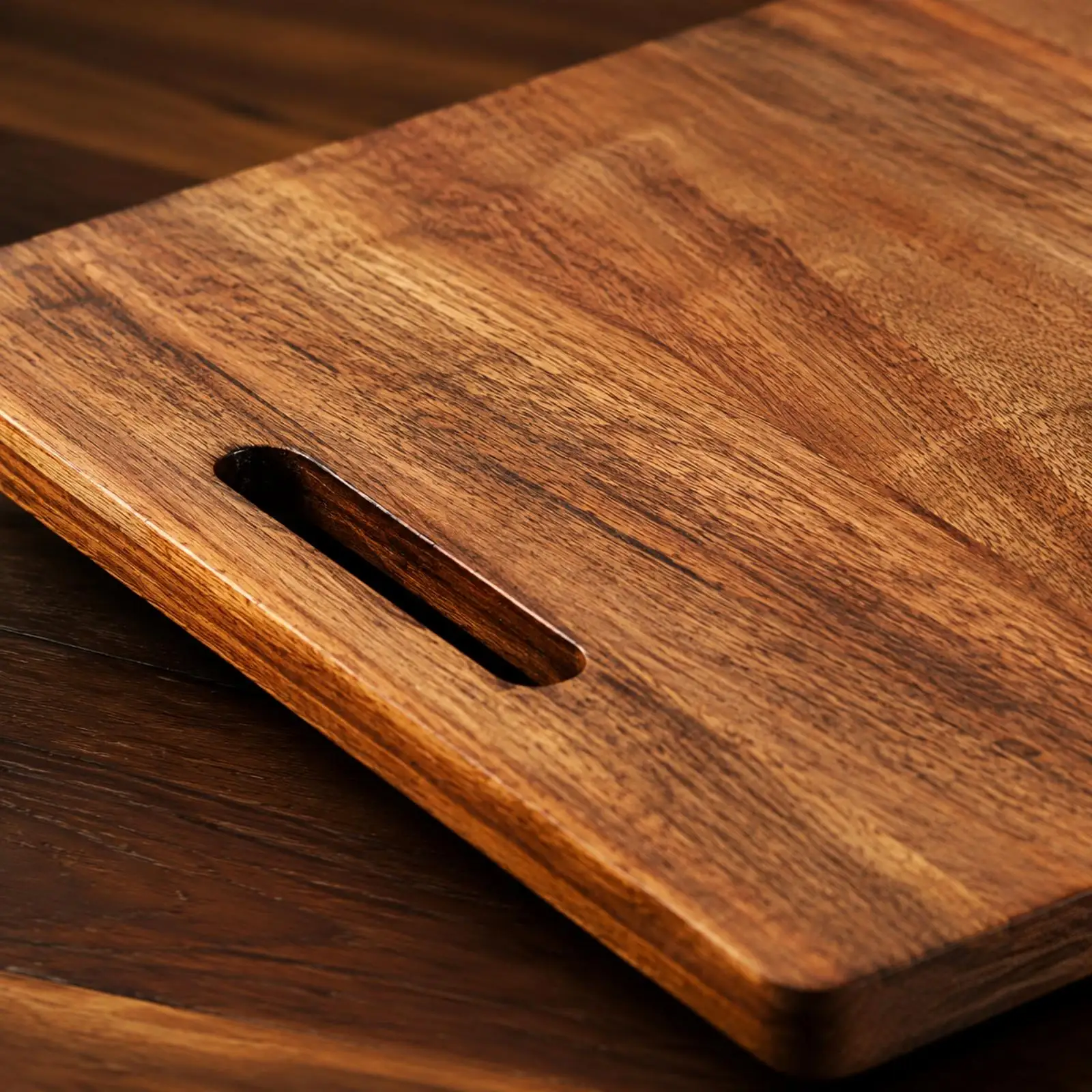 Solid Acacia Wood Rotating Sliding Tray for Small Kitchen Appliances with Smooth Glide Roller Base