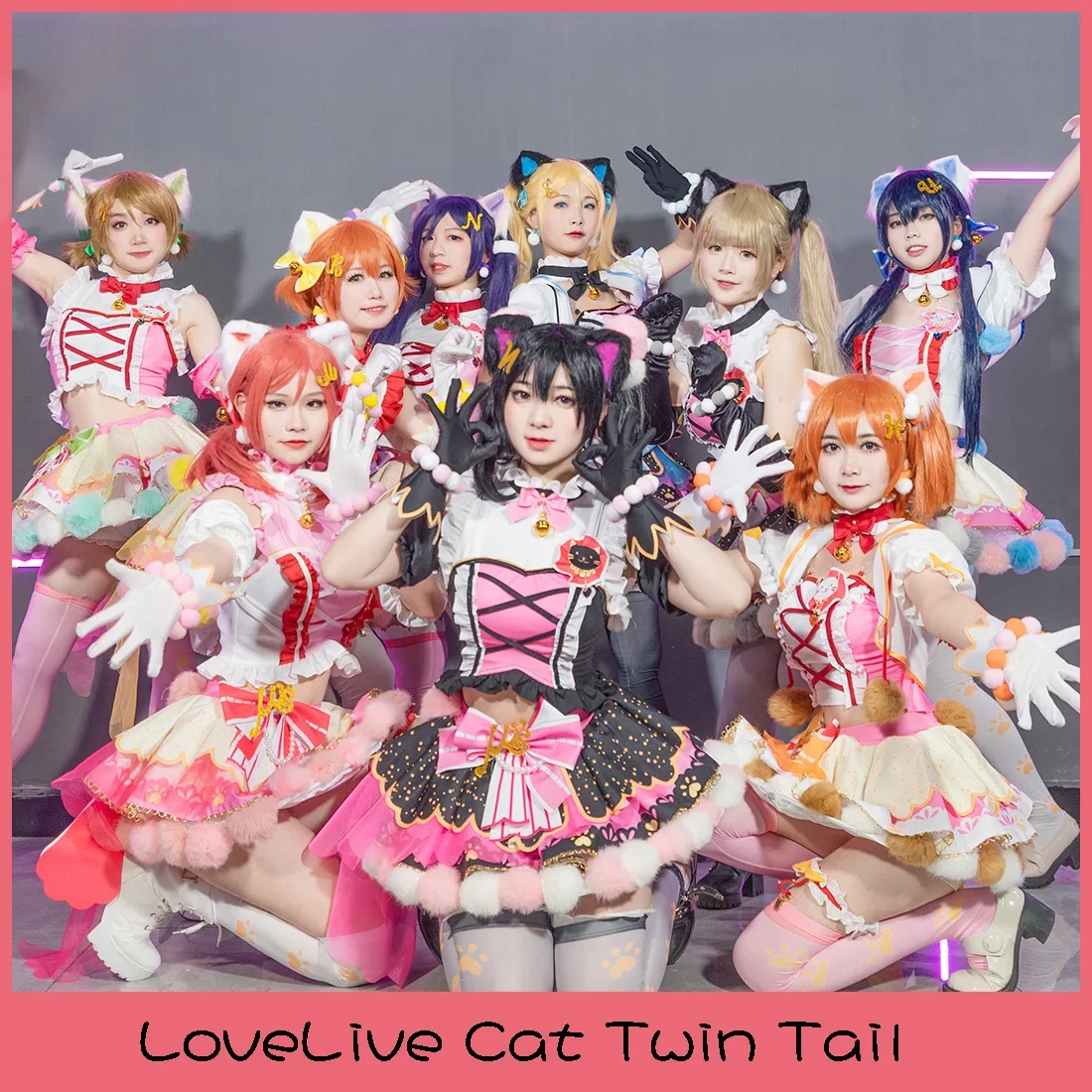 Lovelive gato twin cauda kousaka honoka minami kotori sonoda umi ayase eli cosplay trajes bonito vestido de dança terno feito sob encomenda