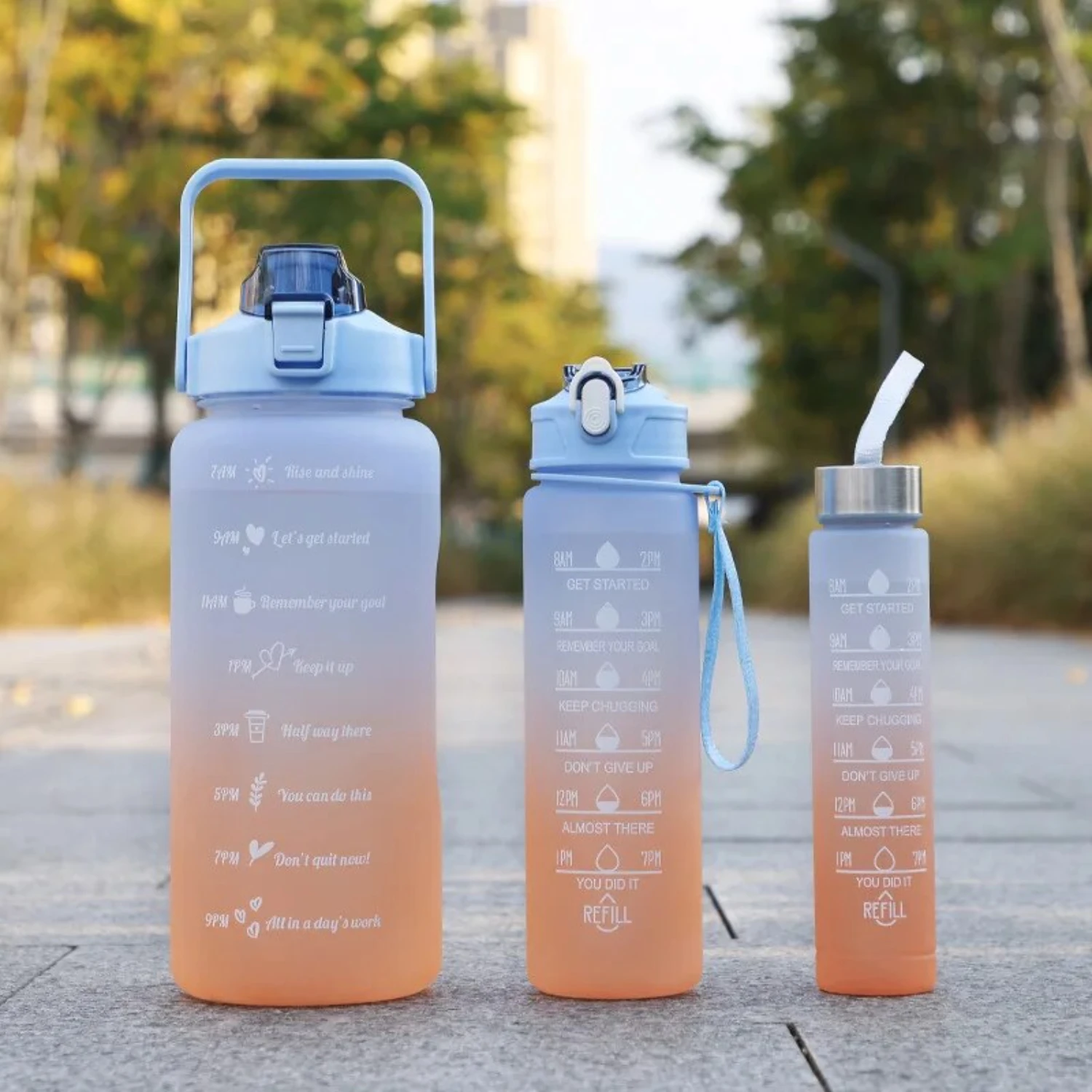 Wholesale Bucket Style Large Capacity Gradient Three-piece Plastic Water Bottle with Straw - High Appearance Space Cup Glass cup