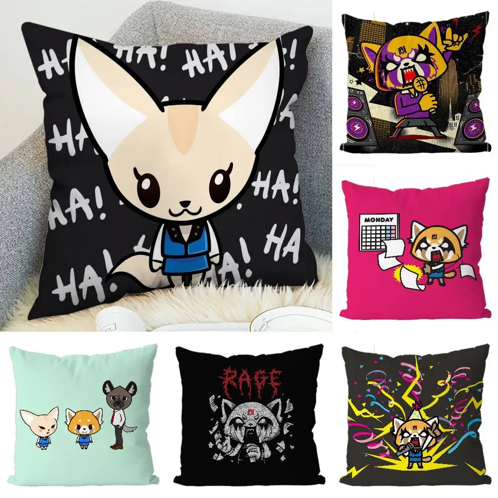 Kawayi A-Aggretsuko كيس وسادة فاخر على الوجهين لوسائد السيارة 45x45 غطاء الوسائد المنزل والديكور أريكة المخدة 50x