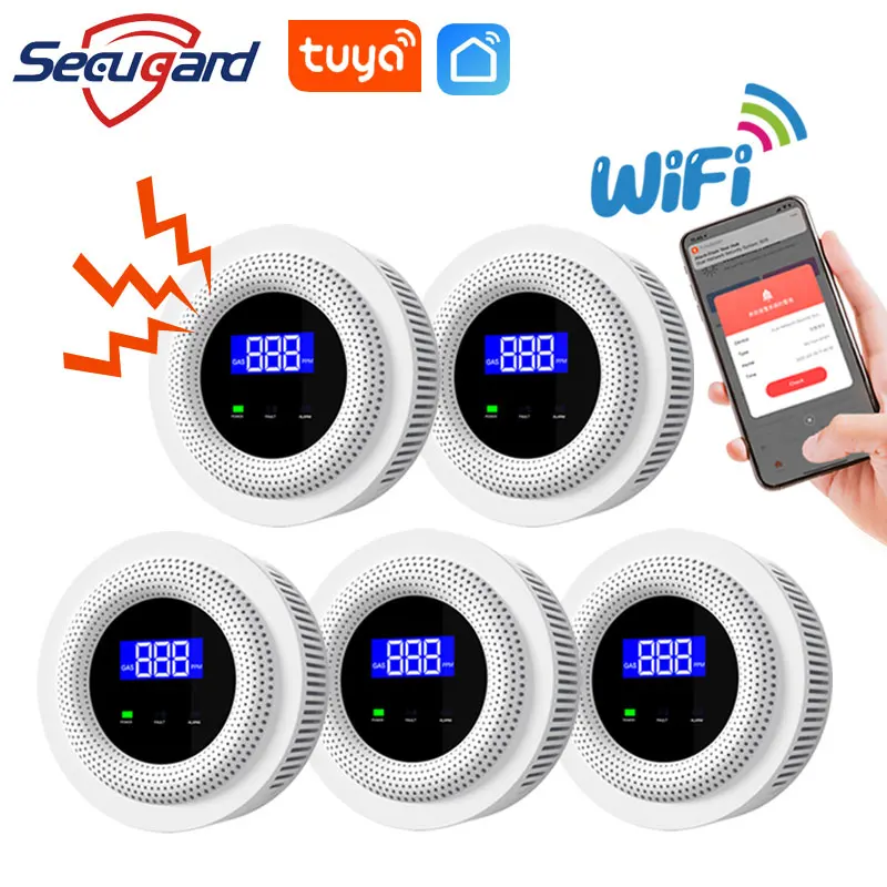 Tuya Wifi Gaslekdetector 433Mhz Draadloze Lpg-Lekkagesensor Smart Life App Controle Huisbeveiliging Keuken Geluidsalarm