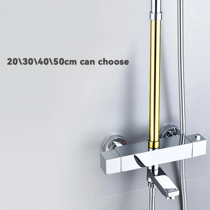 Extensor de ducha gris y negro, varilla de extensión de ducha, soporte de ducha, tubo elevador, accesorios de baño, 30 cm, 40 cm, 50 cm