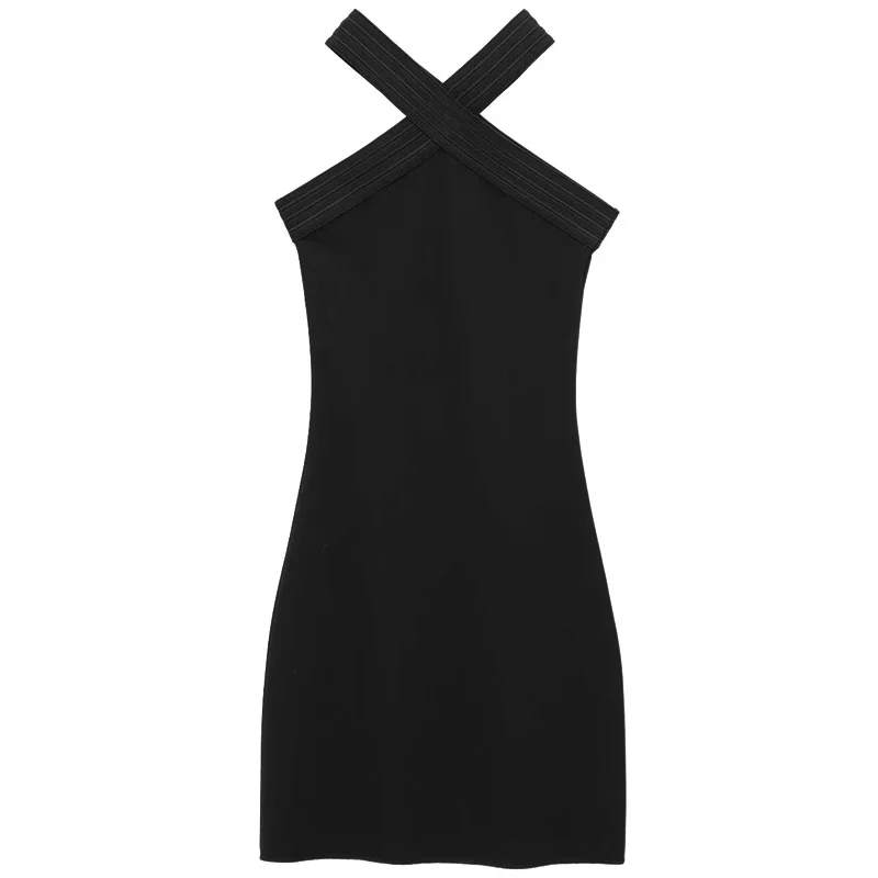 HXAO Halter Black Dress Womens Dresses Summer Sexy Bodycon Backless Short Dresses Woman Sleeveless Corset Elastic Vestidos 066