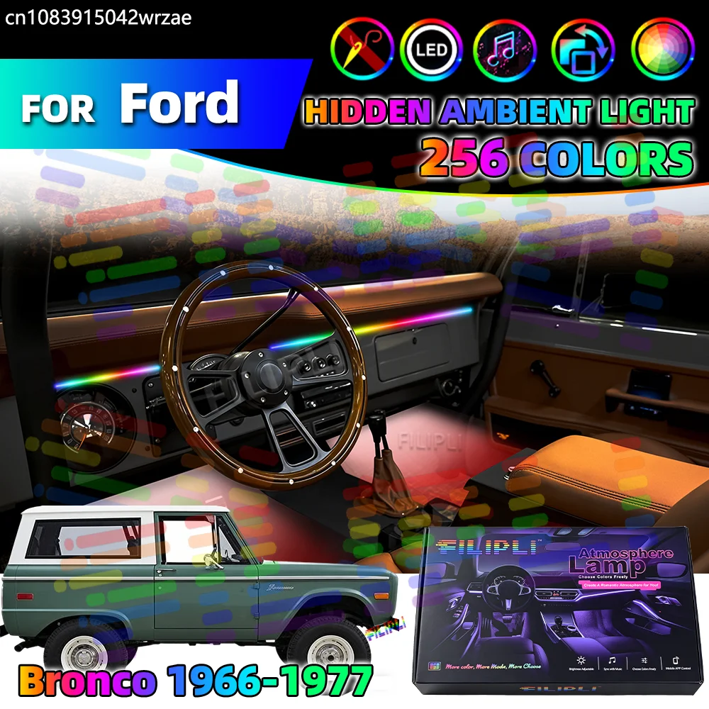 

6 in 1 For Bronco 1966-1977 Years Car Interior Ambient Lights Strips Breathing Lighting Kit App Control Auto Decorative Lamp Sym