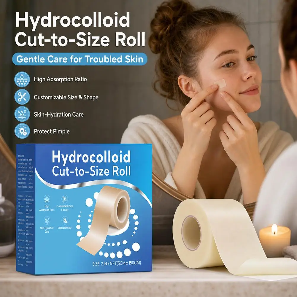 Hydrocolloid Acne Patch Roll 5cm*1.5m Cut To Any Shape Strong Exudate Absorption Waterproof Skin Friendly Secondary Infection
