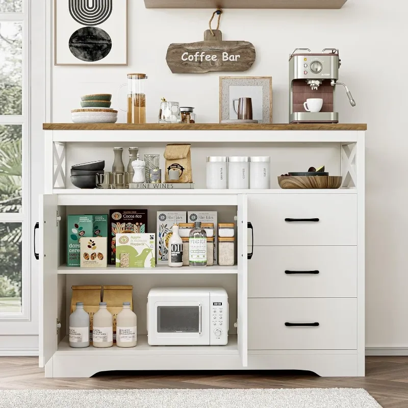 Armoire de rangement en bois avec étagères, buffet de ferme moderne, armoire de rangement pour planche de cuisine, bars à café avec rangement