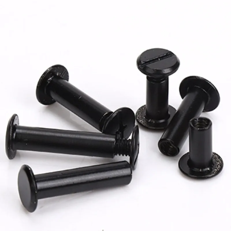 100pcs ∅3(M2) ∅4(M3) ∅5(m4)*4mm-50mm Black Stainless Steel Chicago Book Screw Pictur Rivets Album Butt Screw Snap Rivet