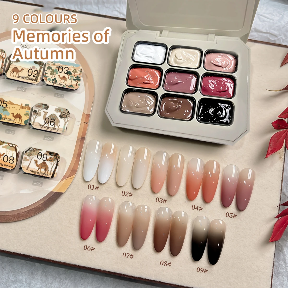 

Nail Polish New Popular Mini 9 Grid Nail Art Color Patting Glue Gradient Effect Christmas Nail Art Gift Salon Nail Art